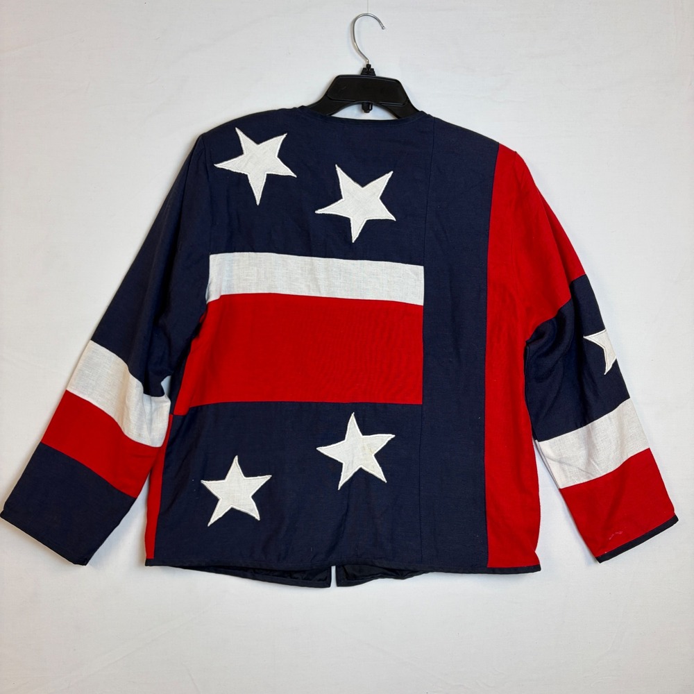 Alex Kim Vintage American Flag Stars and Stripes Patriotic Jacket Med. Festival - Picture 12 of 12
